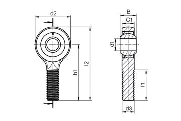 Steel rod end bearing with male thread, KARM igubal®, iglide® J inner ring,  mm