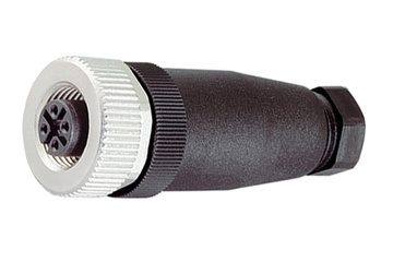 Binder M12-A cable socket, 6.0-8.0mm, unshielded, 99 0430 12 04, 99 0436 12 05, 99 0486 12 08, screw terminal, IP67, UL