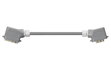 Han 6B Connector housing (pin) to Han 6B Connector housing (socket), Single locking lever on both sides, angled, PUR 6.8 x d