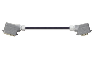 Han 6B Connector housing (pin) to Han 6B Connector housing (socket), Single locking lever on both sides, angled, TPE, halogen free