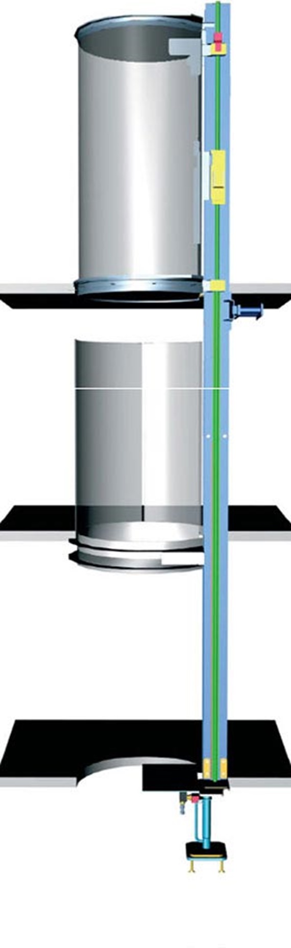 elevator schematic with DryLin® aluminum shafting 