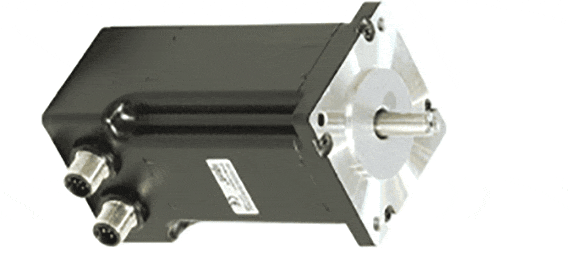 Motor with connector plug and encoder