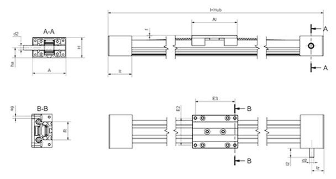 Toothed belt axis ZLW eco Dimensions