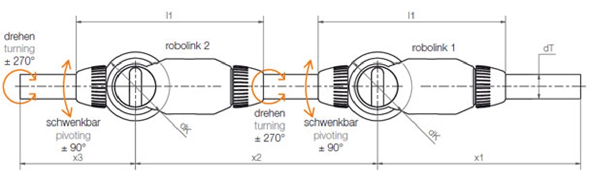 Drawing of Robolink system with 2 joints